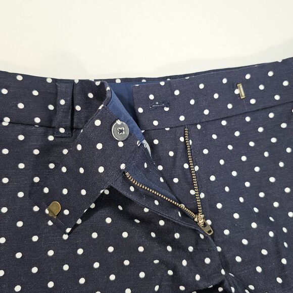 J.CREW Factory Navy Polka Dot Scalloped Hem Shorts Size 10 Linen Blend - Picture 7 of 8